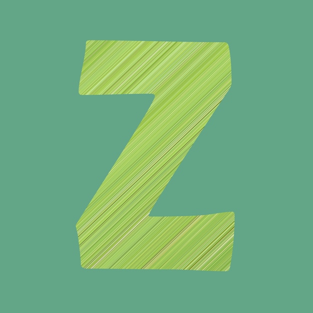 Photo lettres de l'alphabet de forme z dans un style de motif vert sur fond de couleur vert pastel pour la conception de votre travail.