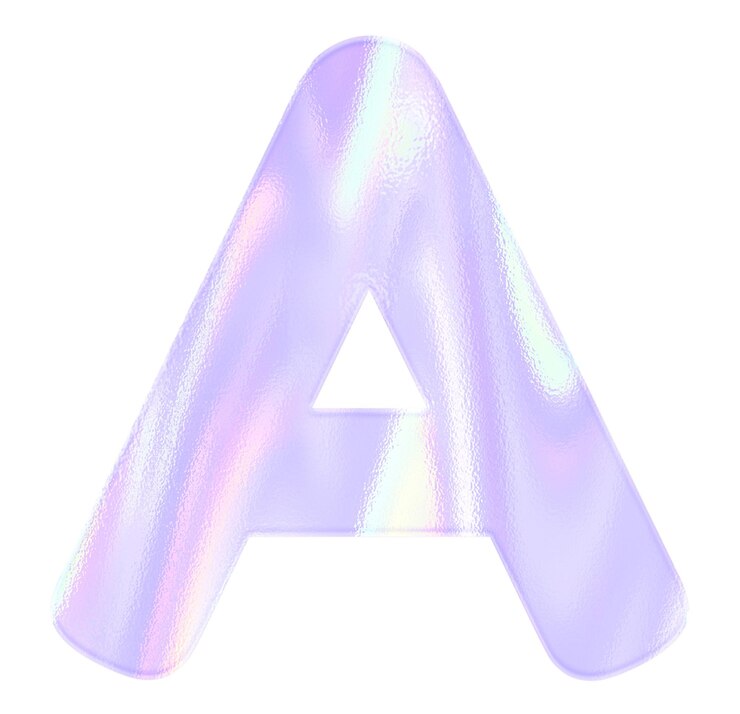 Photo lettres de l'alphabet holographique une typographie d'autocollant png