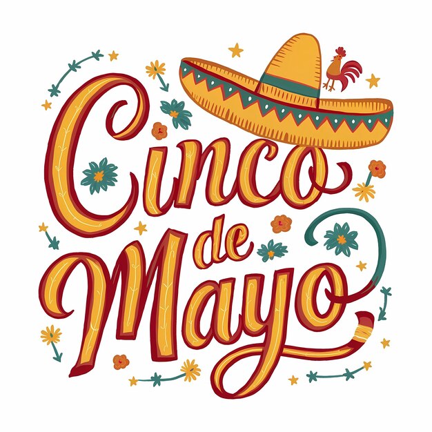 Photo lettres et chapeau illustrés de cinco de mayo