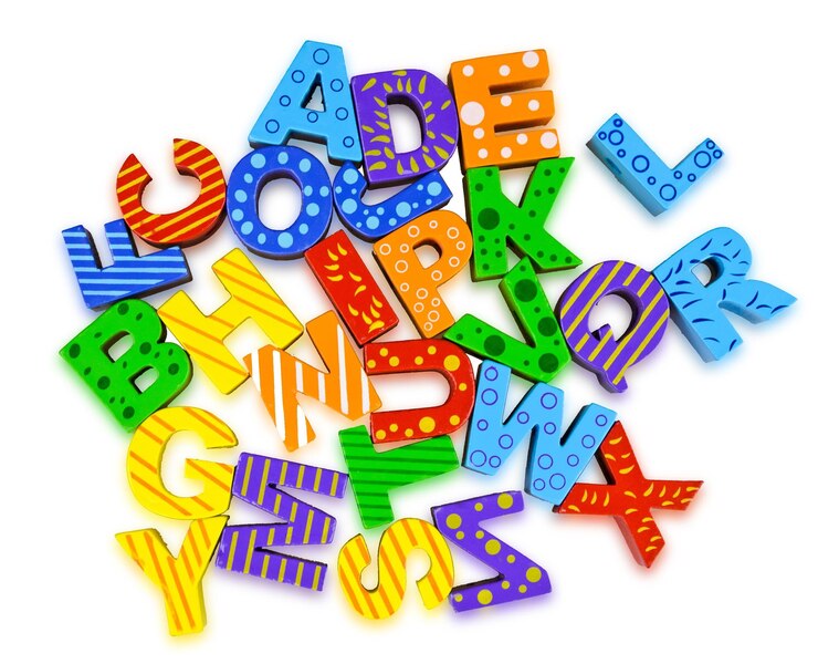 Photo lettres colorées sur fond agrandi