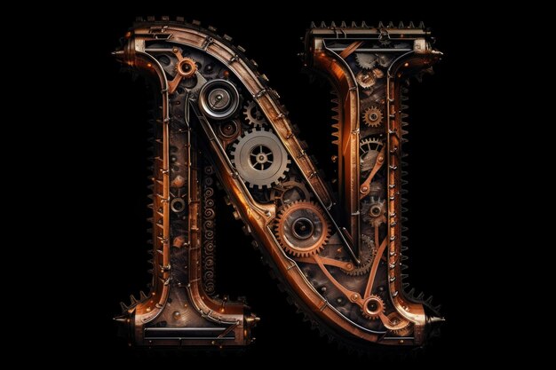 Photo lettres dans le style steampunk sur fond noir