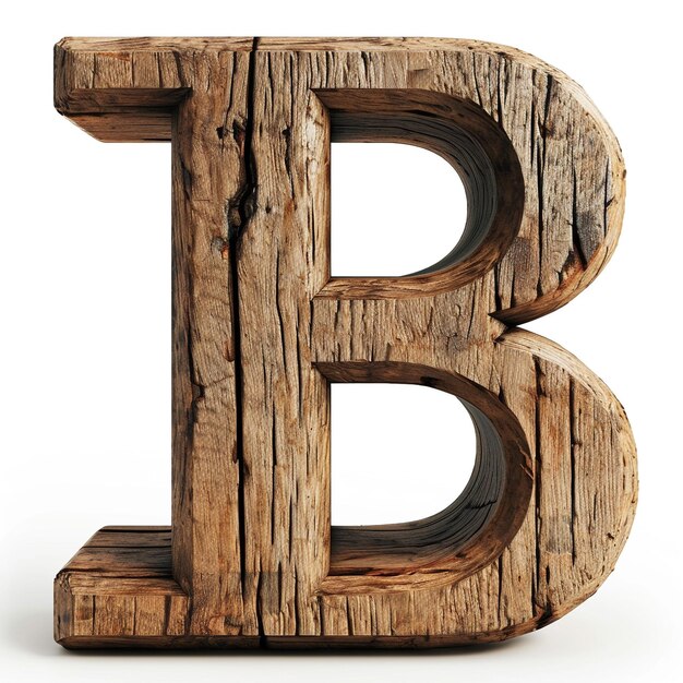 Lettres décoratives en bois B sur fond blanc