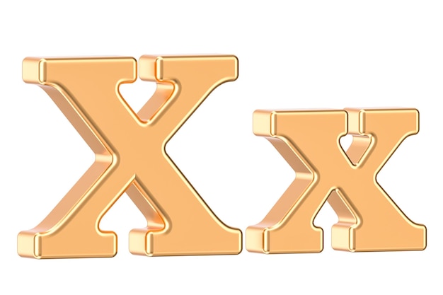 Lettres dorées anglaises X avec serifs rendu 3D