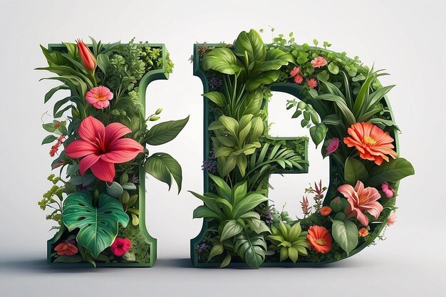 Lettres r réalistes avec des plantes