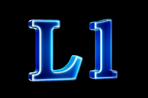 Lettres L avec rendu 3D effet hologramme