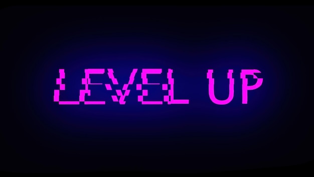 Lettres de texte de niveau supérieur avec bruit sur fond de rendu 3d noir ordinateur générant pour les jeux