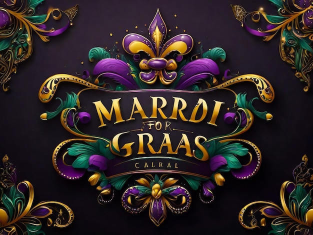 Photo lettres vectorielles pour le carnaval de mardi gras police calligraphique filigree avec le symbole traditionnel de