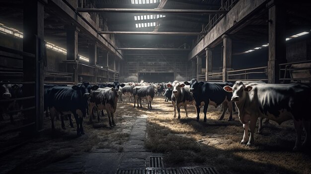 Élevage de bovins de boucherie et grand groupe de vaches image ai générée