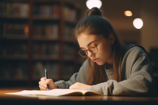 Élève du secondaire écrivant Personnes apprenant Générer Ai