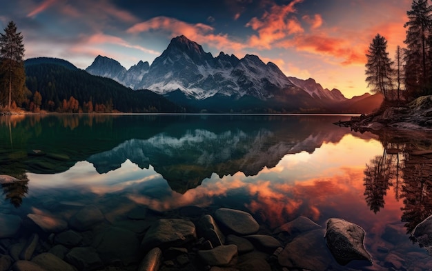 Photo le lever des alpes et l'aube dans les montagnes