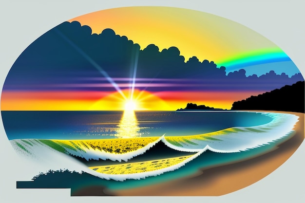 Le lever et le coucher du soleil sur l'océan plage île beau paysage naturel fond de papier peint