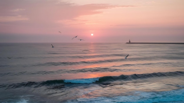 Photo le lever du soleil ou le lever du soleil sur la mer