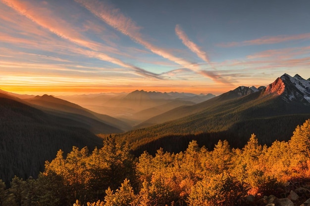 Le lever du soleil en montagne