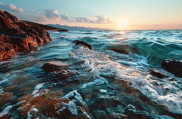 Photo le lever du soleil sur l'océan