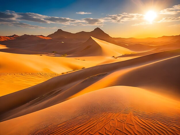 Le lever du soleil sur un paysage désertique avec le soleil Génératif Ai