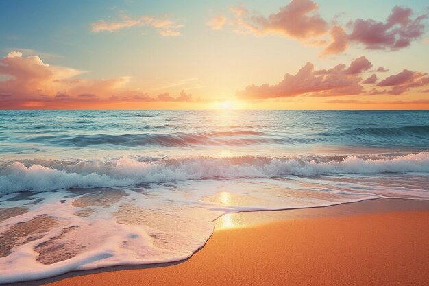 Le lever du soleil sur la plage sur la mer des Caraïbes