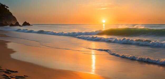 Le lever du soleil sur la plage tranquille générative d'IA