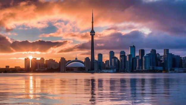 Photo le lever du soleil à toronto