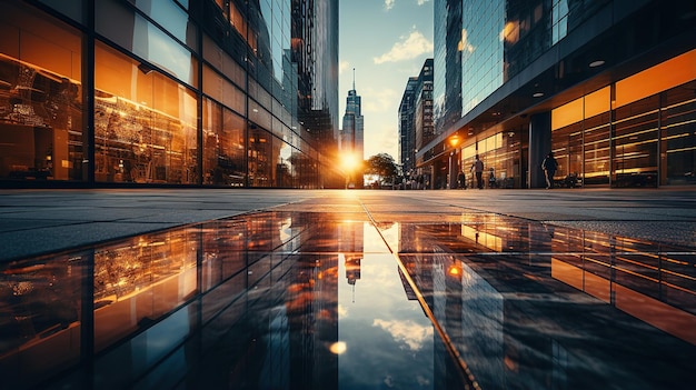 lever de soleil sur un paysage urbain futuriste