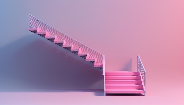 Élevez l'imagination Rendu 3D des marches d'escalier roses Fond abstrait dans des couleurs pastel A Fa