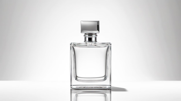 Élevez vos sens avec une bouteille de verre transparente de parfum pour hommes sur un fond gris élégant