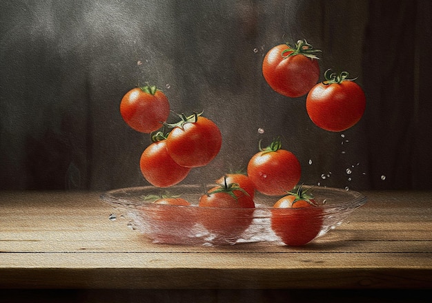 Lévitation des tomates rouges IA générative