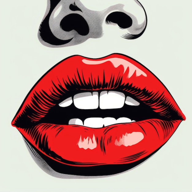 Lèvres de belle woman039s avec rouge à lèvres Illustration vectorielle pop art