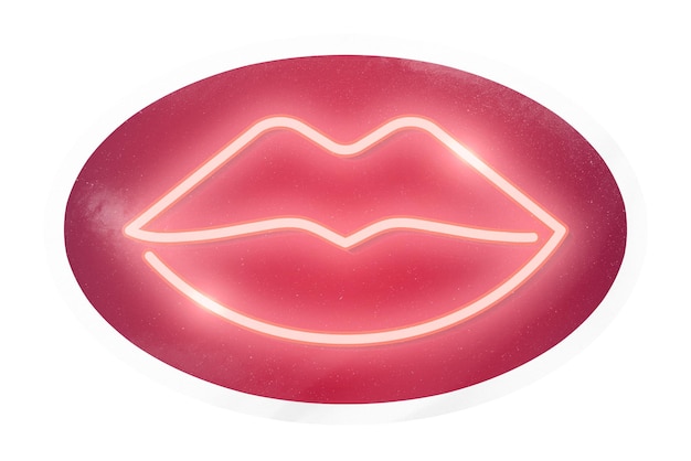 Des lèvres sexy png signe néon clipart ovale sur un fond transparent