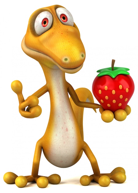 Lézard amusant avec une fraise