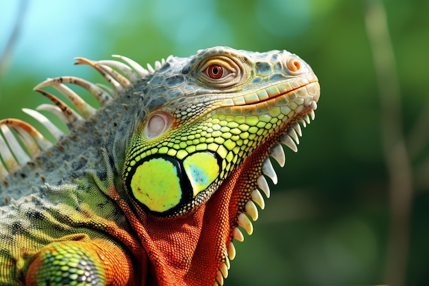 Un lézard aux couleurs vives de près