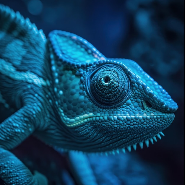 Un lézard bleu avec un grand œil