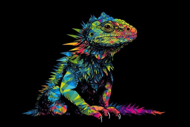 Un lézard coloré sur une image ai générative de fond noir