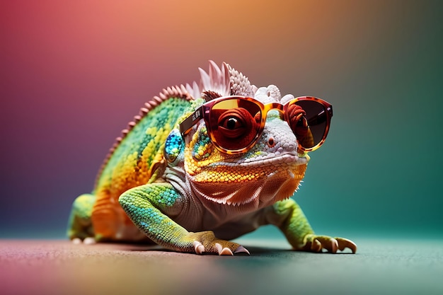 Un lézard du désert portant des lunettes de soleil.