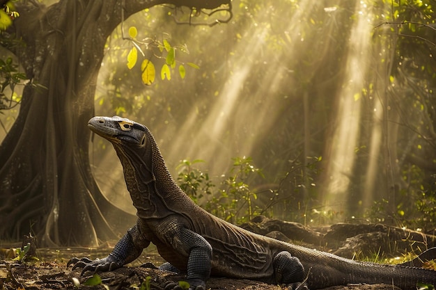 Photo un lézard est sur le sol au soleil