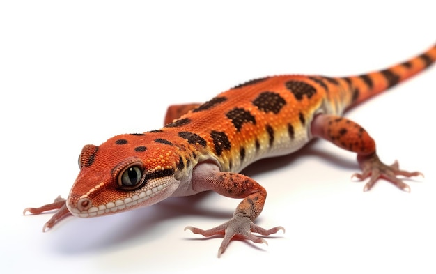 Photo un lézard gecko tropical est assis sur un fond blanc généré par ai