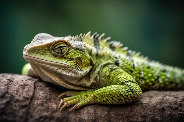 Un lézard avec sa queue enroulée u