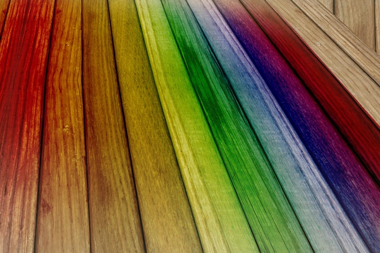 Photo lgbt couleur bois fond arc-en-ciel coloré en bois chambre lgbt concept d'égalité des droits