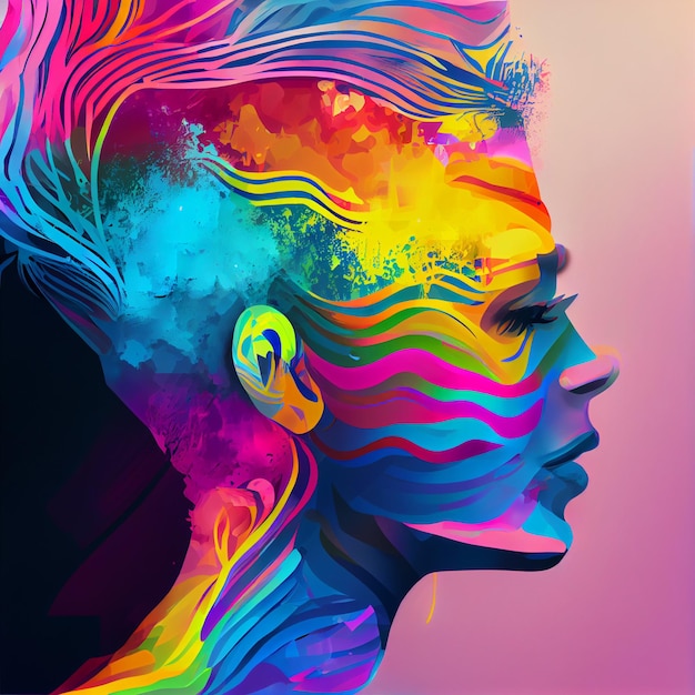 LGBTQ abstrait coloré de femmes Portrait Illustration