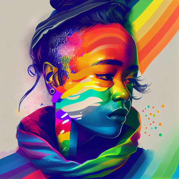 LGBTQ abstrait coloré de femmes Portrait Illustration