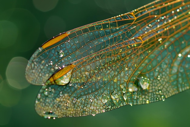 Photo une libellule avec des gouttes d'eau dessus