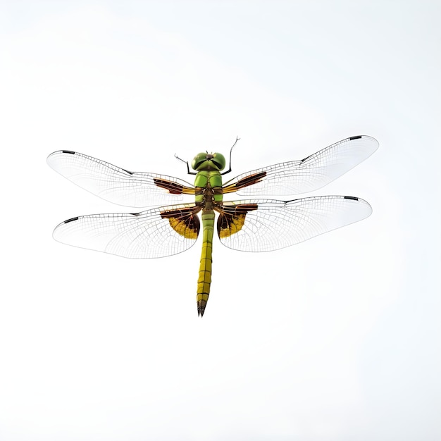 Photo une libellule vole dans le ciel avec une libellule sur la tête.