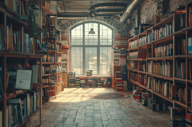 Une librairie à l'ancienne avec des étagères au sol et au plafond