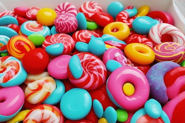 Libre de bonbons bonbons multicolores sur un fond de couleur sombre