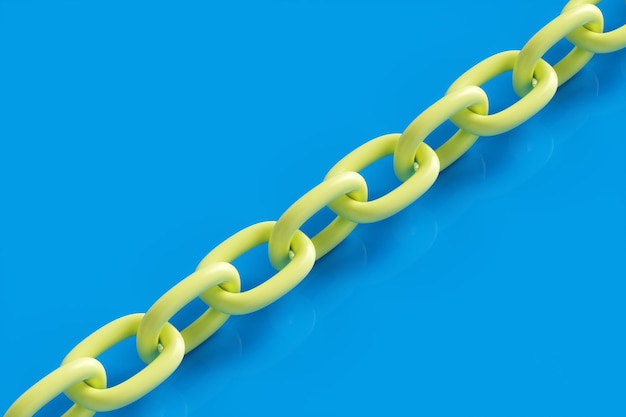 Libre d'une chaîne jaune sur fond bleu illustration de rendu 3d