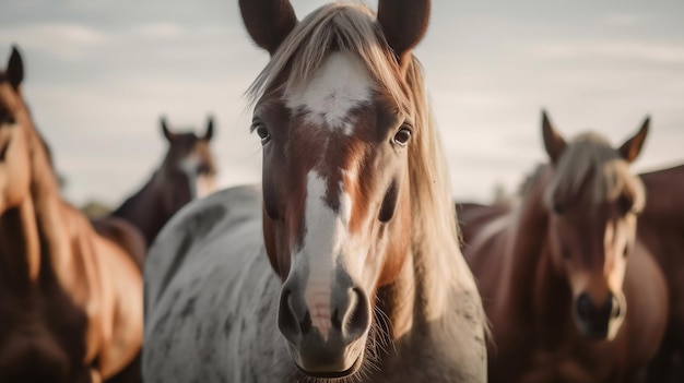 Libre d'un cheval blanc et brun