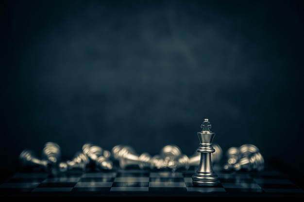 Libre d'échecs roi debout sur l'échiquier concept de joueur d'équipe