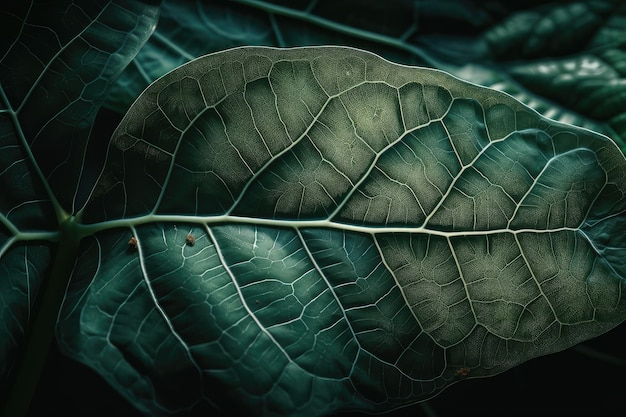 Libre de feuilles de plantes vertes avec des veines délicates visibles