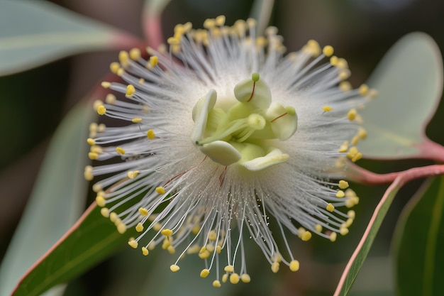 Libre de fleur d'eucalyptus avec ses détails complexes et pétales en pleine vue