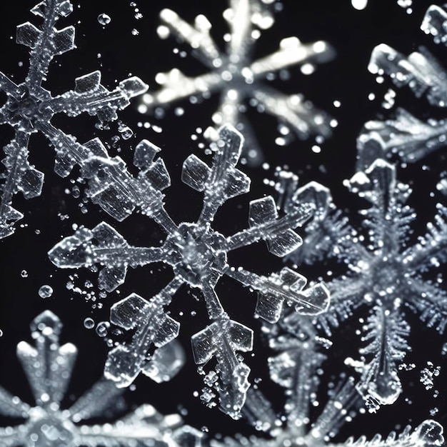 Libre de flocons de neige tombant sur un fond noir