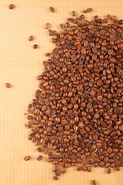 Libre de grains de café éparpillés sur carton